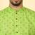 cotton blend floral printed green roll-up sleeves short kurta