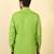 cotton blend floral printed green roll-up sleeves short kurta