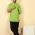 cotton blend floral printed green roll-up sleeves short kurta