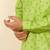 cotton blend floral printed green roll-up sleeves short kurta
