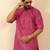 cotton blend floral printed pink roll-up sleeves short kurta