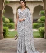 women's georgette digital printed full crushed exclusive saree