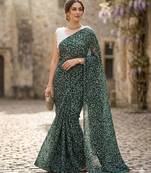 women's georgette digital printed full crushed exclusive saree