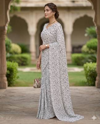 women's georgette digital printed full crushed exclusive saree 2
