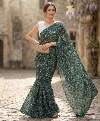 women's georgette digital printed full crushed exclusive saree 3