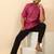 cotton blend floral printed pink roll-up sleeves short kurta