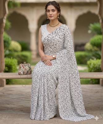 women's georgette digital printed full crushed exclusive saree 5
