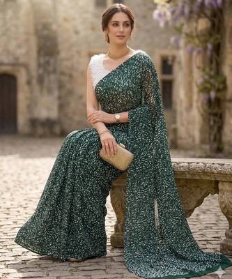 women's georgette digital printed full crushed exclusive saree 5
