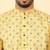cotton blend floral printed yellow roll-up sleeves short kurta