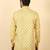 cotton blend floral printed yellow roll-up sleeves short kurta