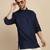 cotton blend solid navy blue short kurta