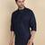 cotton blend solid navy blue short kurta