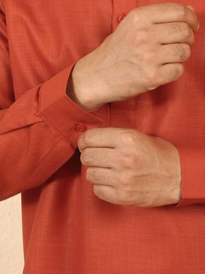 cotton blend solid orange short kurta 5