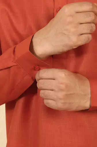 cotton blend solid orange short kurta