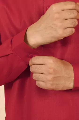 cotton blend solid red short kurta