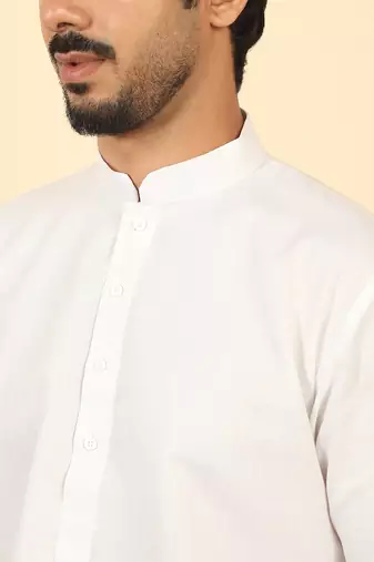 cotton blend solid white short kurta