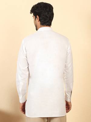 cotton blend solid white short kurta 3