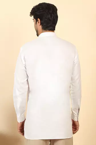 cotton blend solid white short kurta