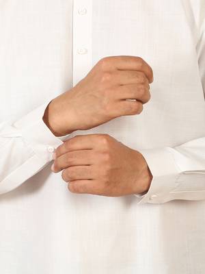 cotton blend solid white short kurta 5