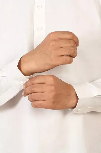 cotton blend solid white short kurta