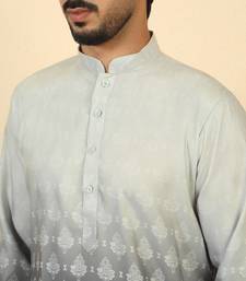 ombre printed mandarin collar straight black kurta 