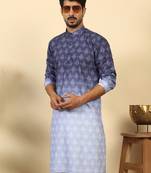 ombre printed mandarin collar straight purple kurta 