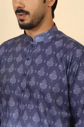 ombre printed mandarin collar straight purple kurta 
