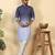ombre printed mandarin collar straight purple kurta 