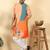 abstract printed mandarin collar long sleeve straight beige kurta