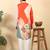abstract printed mandarin collar long sleeve straight orange kurta