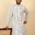 white cotton abstract thread work embroidered kurta