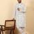 white cotton abstract thread work embroidered kurta