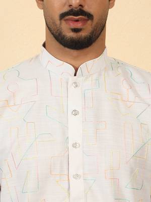 white cotton abstract thread work embroidered kurta 2