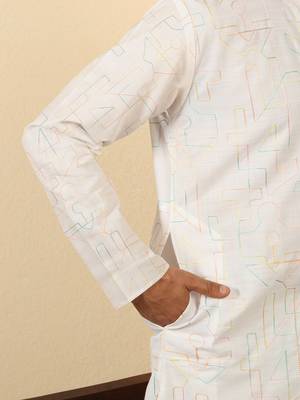 white cotton abstract thread work embroidered kurta 5