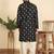 cotton silk printed black knee length kurta