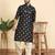 cotton silk printed black knee length kurta