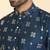 cotton silk printed blue knee length kurta