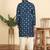 cotton silk printed blue knee length kurta