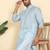 cotton blend leaf prints blue knee length kurta