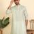 cotton blend leaf prints green knee length kurta