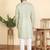 cotton blend leaf prints green knee length kurta