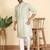 cotton blend leaf prints green knee length kurta