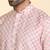 cotton blend leaf prints pink knee length kurta