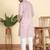 cotton blend leaf prints pink knee length kurta