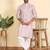 cotton blend leaf prints pink knee length kurta