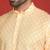 cotton blend leaf prints yellow knee length kurta