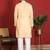 cotton blend leaf prints yellow knee length kurta