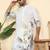 leaf printed cotton blend straight green kurta