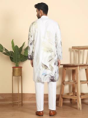 leaf printed cotton blend straight green kurta 3