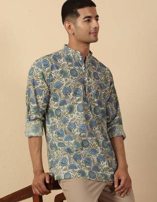   cotton jaipuri floral printed short kurta 1